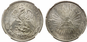 MEXICO: Republic, AR peso, Zacatecas mint, 1901-Zs FZ, KM-409.3, assayer FZ, a nice bright mint state example, NGC graded MS62.
Estimate: $100-150