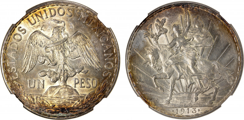 MEXICO: Estados Unidos, AR peso, 1913, KM-453, "Caballito" type, attractive peri...