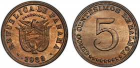 PANAMA: Republic, 5 centésimos, 1932, KM-9, a superb mint state example! PCGS graded MS65, ex Joe Sedillot Collection.
Estimate: $100-150