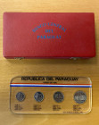 PARAGUAY: Republic, proof set, 1975, KM-PS6, 4-piece proof set, in original red case of issue, mintage of only 1,000 sets, Choice Proof.
Estimate: $1...