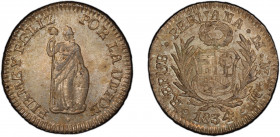 PERU: Republic, AR ½ real, Lima, 1834, KM-144.1, assayer MM, a fantastic quality example! PCGS graded MS66, ex Joe Sedillot Collection.
Estimate: $10...