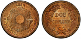 PERU: Republic, 2 centavos, 1864, KM-188.1, a superb mint state example! PCGS graded MS65, ex Joe Sedillot Collection.
Estimate: $100-150