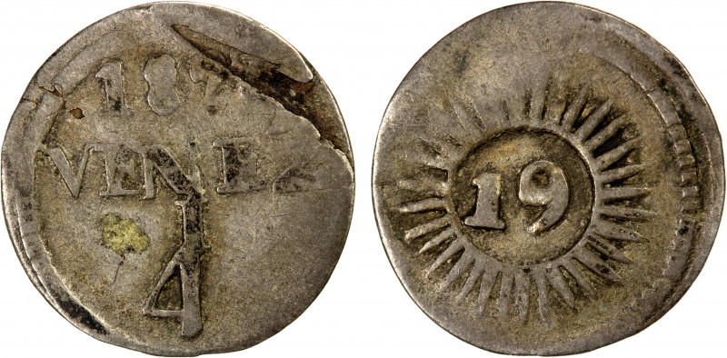 VENEZUELA: Caracas under Gran Colombia, AR ¼ real, 1822, Cr-31var, Stohr-13c var...