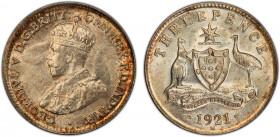 AUSTRALIA: George V, 1910-1936, AR threepence, 1921-M, KM-24, a lovely mint state example! PCGS graded MS63, ex Joe Sedillot Collection.
Estimate: $1...