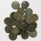 SICILY: Syracuse: Hieron II, ca. 275-215 BC, LOT of 24 AE litra, all Poseidon // trident type, most VF with decent bronze patina, a few quite nice; re...