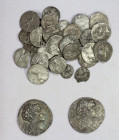 ANCIENT GREECE: LOT of 35 silvers, including 2 tetradrachms of Eukratides II (encrusted & with cleaning scratches), and 33 drachms and hemidrachms fro...