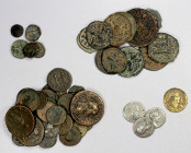 ROMAN EMPIRE: LOT of 1 AV fourrée, 3 AR, & 47 AE coins, including fourrée solidus of Valens, 3 Commodus AR drachms of Cappadocia, 30 Roman Imperial an...