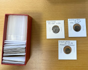ROMAN EMPIRE: LOT of 22 coins, including Julius Caesar AR denarius (Crawford-458/1, Venus // Aeneas, VG, porous, graffito), 8 various Roman bronzes (i...