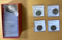 ROMAN EMPIRE: LOT of 49 coins, including 32 bronzes (2 silvered) from Caracalla to Arcadius, all fully attributed on accompanying tickets; and 17 Indi...