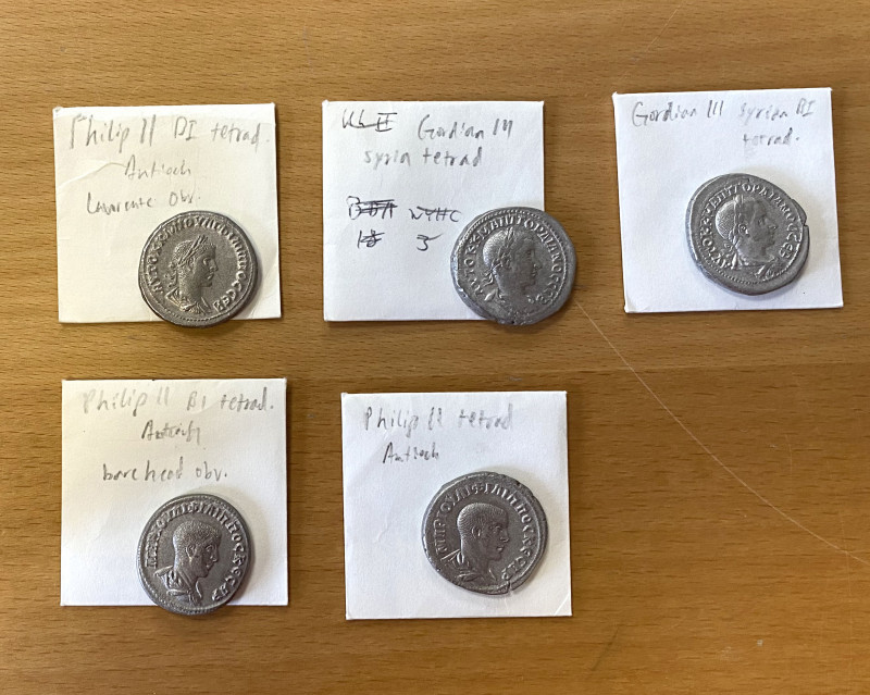 ROMAN PROVINCIAL: SYRIA: LOT of 5 BI tetradrachms of Antioch, including 2 of Gor...