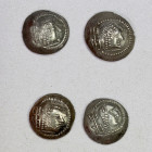 HIMYARITE: 'Amdan Bayyin, 1st/2nd century AD, LOT of 4 AR scyphate units, Raydan, Huth-438ff, all EF+ to AU+; retail value $250, lot of 4 pieces.
Est...