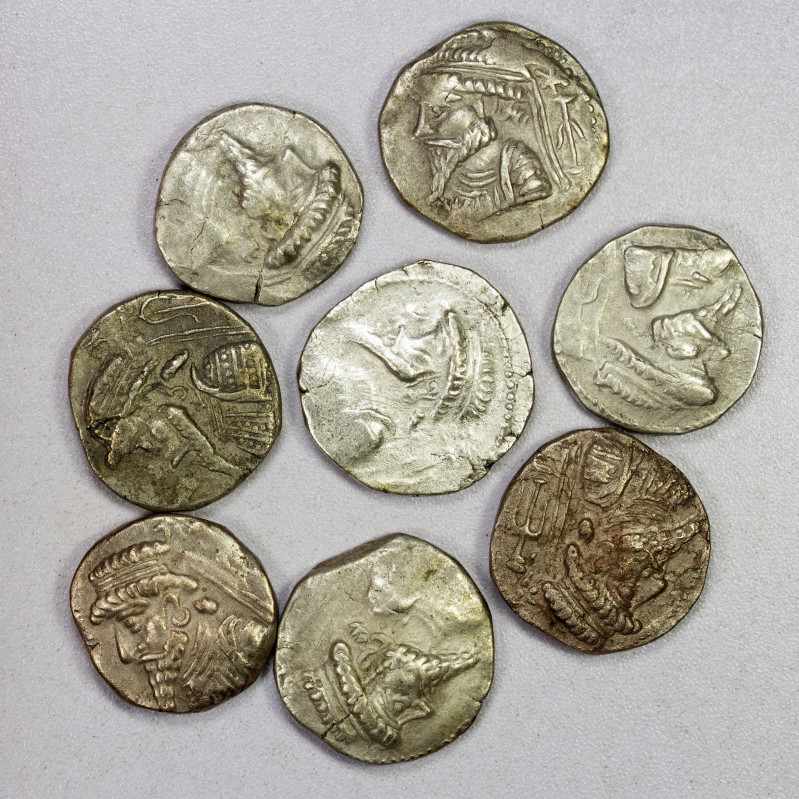 ELYMAIS: Kamnaskires V, ca. 54/3-33/2 BC, LOT of 8 AR tetradrachms, all subtypes...