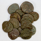 ELYMAIS: LOT of 16 AE tetradrachms, of early uncertain Arsacid kings, Van’t Haaff Type 10.3; above average grades with decent strikes for this crude s...