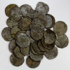 ELYMAIS: LOT of 34 AE tetradrachms, of early uncertain Arsacid kings, Van’t Haaff Types 10.3 & 10.4; average circulated grades with crude strikes as i...