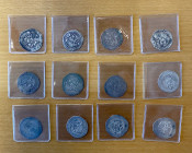 SASANIAN KINGDOM: Yazdigerd II, 438-457, LOT of 12 silver drachms, including the mints of AW and WH, but most are without mint name; a few have some l...