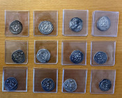 SASANIAN KINGDOM: Peroz, 457-484, LOT of 12 silver drachms, including the mints of AS (2 pcs), AT, AW, BBA (2), GW, KL (pierced), NY, ShY, WH, and one...
