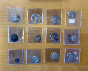 SASANIAN KINGDOM: LOT of 12 silver coins (drachms unless noted, of 12 differed rulers: Ardashir I (VF, lightly encrusted both sides); Shahpur I (AR ob...