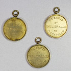 PITHAPURAM: SET of 3 brass award medals, presented by the Maharajah of Pithapuram to Medina Bandhu Pramanik for proficiency in feats of strength, to N...