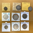 INDIAN STATES: LOT of 9 silver coins, better types, rupees unless noted, including; Alwar: KM-45, 1877 (EF); Awadh: KM-205.2, 1252/9 (F-VF), and KM-33...