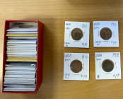 BRITISH INDIA: LOT of 45 base metal coins, Early copper: ¼ anna: 1835 (2 pcs); and ½ anna: 1835, 1845; average Fine; Later copper: 1/12 anna: 1878, 18...