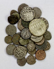 INDIA: LOT of 33 coins, including 1 Mughal (Akbar AR ½ rupee Kabul Ilahi 46 Azar), 14 pieces from Delhi and other sultanates, 5 from princely states (...