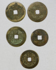CHINA: QING: LOT of 5 cash coins, various types of emperor Yong Zheng (1723-1735) average quality examples, retail value $300, lot of 5 coins.
Estima...