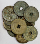 CHINA: QING: LOT of 12 cash coins, various Yunnan Province 10 cash coins of Xian Feng (1851-1861), average VG to Fine quality examples, retail value $...