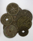 CHINA: LOT of 8 charms, interesting group of charms, mostly from the Qing through Min Guo periods plus one Annam charm of Canh Hung, some with minor h...