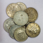 CHINESE CHOPMARKS: JAPAN: LOT of 9 coins, including silver yens, Meiji year 19 (1886), year 21 (1888), year 25 (1892), year 27 (1894), Taisho year 3 (...