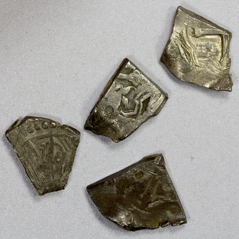 CHINESE CHOPMARKS: MEXICO: LOT of 4 coins, silver cob coins cut down from larger...