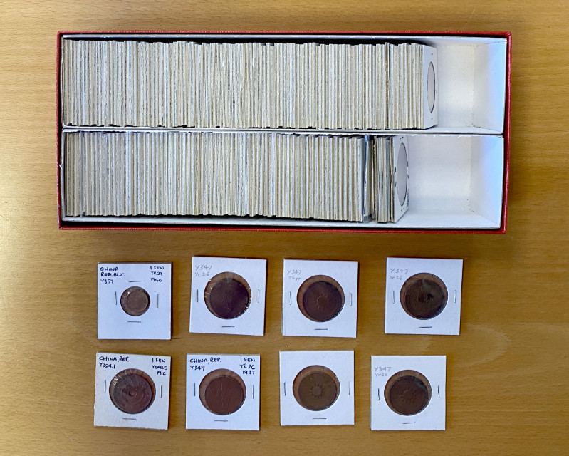 CHINA: LOT of 168 coins, machine struck Republic of China coinage mostly of cros...