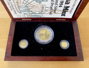 CHINA (PEOPLE'S REPUBLIC): SET of 3 coins, includes: (2) bimetallic (1/28 ounce silver and 1/10 ounce gold) 10 Yuan coins, one of the Panda Series KM-...