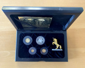 CHINA (PEOPLE'S REPUBLIC): SET of 4 coins, 1994 Unicorn Series including 1) gold 25 yuan (1/4 oz) KM-678, 2) gold 10 yuan (1/10 oz) KM-676, 3) gold 5 ...
