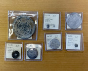 ASIA: LOT of 7 better coins, silver unless noted, including Banijurid (multiple dirham of al-Harith b. Harb, EF); Bactrian (Eukratides I, obol, VF); S...