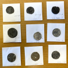 BRUNEI: LOT of 9 tin coins, 18th/19th century: SS-7A, jackal left // Arabic legend al-muzahir / ... / fi balad / al-biruni (3 pcs, all weakly cast wit...