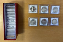 ISRAEL: LOT of 33 medals, including silver commemorative, mostly crown-sized medals issued by the Israel Government Coins and Medals Corporation with ...
