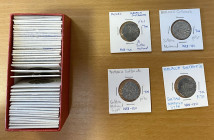 MALACCA: Sultan Mahmud, 1488-1511, LOT of 47 tin pitis, including 30 pitis and 17 ½ pitis of various types; all attributed on accompanying holders by ...