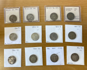 PALESTINE: LOT of 12 coins, including 50 mils: 1931 (7 pcs) and 1933 (5); average circulated grades, in consignor's 2x2 holders, viewing recommended; ...