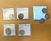 CRUSADERS: KINGDOM OF JERUSALEM: LOT of 8 silver dirhams, all type CCS-9 (A-849.2), "Dimashq" mint, dated 1253 AD, but only parts of the date are visi...