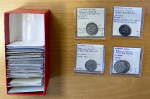 CRUSADERS: COUNTY OF TRIPOLI: LOT of 34 silver dirhams and 4 half dirhams, consisting of posthumous issues in the name of the Ayyubid ruler of Aleppo,...