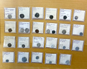 CRUSADERS: VARIOUS: LOT of 15 coins & 10 lead tokens, including Achaia (2 pcs, both billon); Antioch (7, including 5 copper & 2 silver); Cyprus (2, bo...