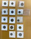 DANZIG: LOT of 15 coins, including 1540 groschen (1 pc), pfennig (5), 2 pfennig (2), 5 pfennig (2), 10 pfennig (3), ½ gulden (1), and gulden (1); all ...