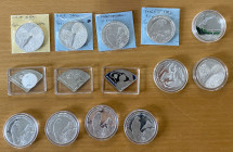 WORLDWIDE: LOT of 14 coins, including Crane, Tropicbird, and Raptor bird coins: Poland (9 pcs), Tokelau (1), Belarus (3), and Democratic Republic of C...