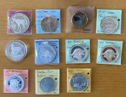 WORLDWIDE: LOT of 11 coins, ASW 6.6515, including Okapi, Deer, Takin, Cape Buffalo, European Bison, and Guau coins: Zaïre (1 pc), Switzerland (2), Nep...