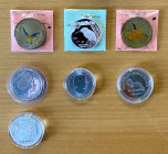 WORLDWIDE: LOT of 7 coins, including Kingfisher, Kakapo, Nuthatch, and Sunbird bird coins: Belarus (2 pcs), Democratic Republic of Congo (1), New Zeal...
