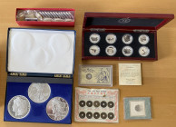 WORLDWIDE: diverse LOT of 4 coins & 5 sets, including China: Proof AR 10 yuan (KM-675, Unicorn), choice BU with brilliantly reflective fields; set of ...