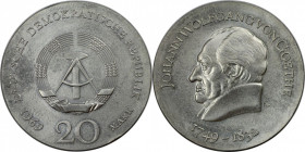 Deutsche Münzen und Medaillen ab 1945, Deutsche Demokratische Republik bis 1990. Johann Wolfgang von Goethe. 20 Mark 1969. Silber. Jaeger 1525. Stempe...