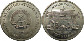 Deutsche Münzen und Medaillen ab 1945, Deutsche Demokratische Republik bis 1990. Neues Palais in Potsdam. 5 Mark 1986 A. Kupfer-Zink-Nickel. KM 111. S...