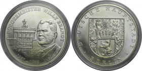 Deutsche Münzen und Medaillen ab 1945, BUNDESREPUBLIK DEUTSCHLAND. BÜRGERMEISTER WILLY BRANDT (1957-1966) BERLIN. Medaille 1966, Silber. 20 g. 40 mm. ...