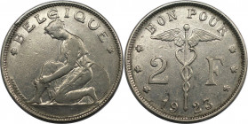 Europäische Münzen und Medaillen, Belgien / Belgium. Albert I. (1909-1934). 2 Francs 1923. Nickel. KM 91. Sehr schön+